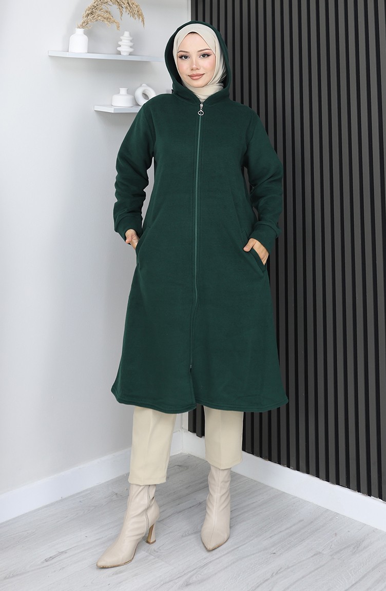Sefamerve, Tunique Manteau Polaire 0970-05 Vert émeraude