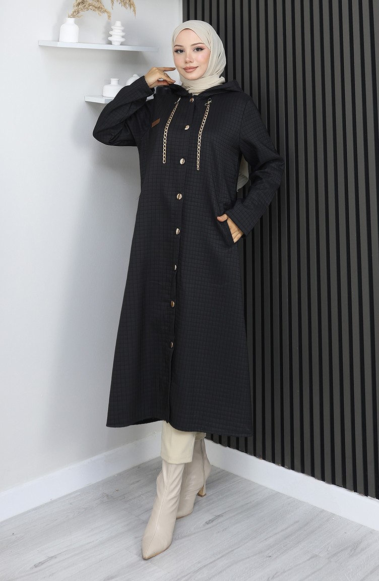 Sefamerve, Cape Mit Knopf Und Kette 0206-01 Schwarz