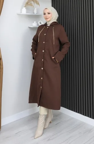 Manteau Détaillé à Chaîne Boutonnée 0206-02 Marron 0206-02