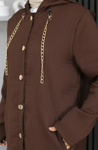 Manteau Détaillé à Chaîne Boutonnée 0206-02 Marron 0206-02