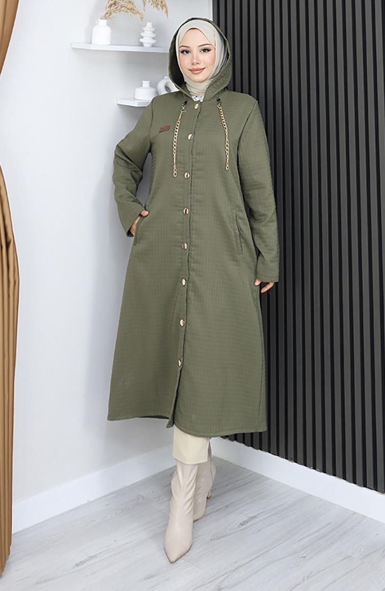Sefamerve, Cape Mit Knopf Und Kette 0206-03 Khaki