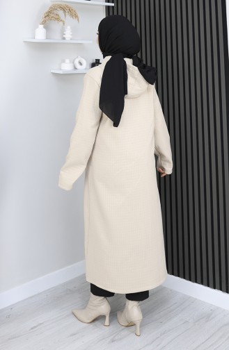 Buttoned Chain Detailed Cape 0206-04 Beige 0206-04