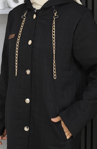 Buttoned Chain Detailed Cape 0206A-01 Black 0206A-01