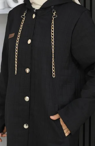 Boydan Düğmeli Zincir Detaylı Kap 0206A-01 Siyah