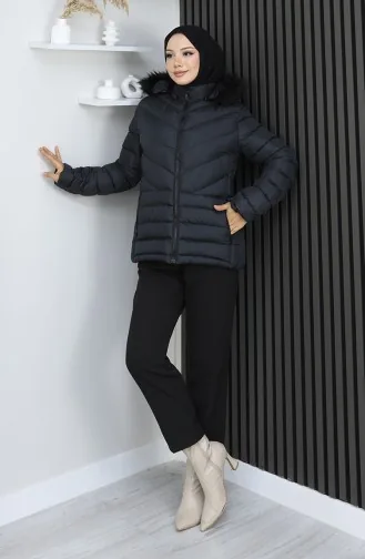 Doudoune à Capuche Zippée 0208-01 Noire 0208-01