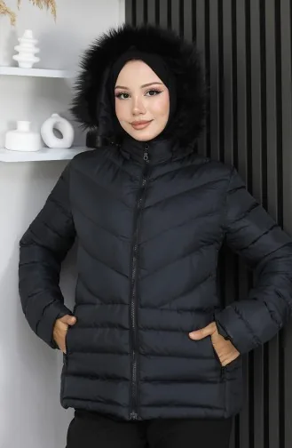 Doudoune à Capuche Zippée 0208-01 Noire 0208-01