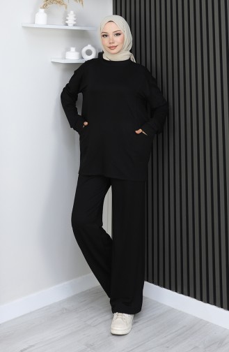 Oysho Fabric Tunic Trousers Two Piece Suit 2163-01 Black 2163-01
