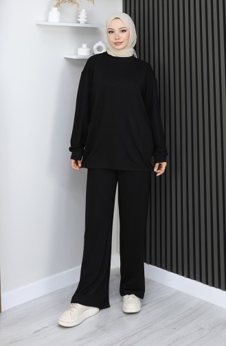 Oysho Fabric Tunic Trousers Two Piece Suit 2163-01 Black 2163-01