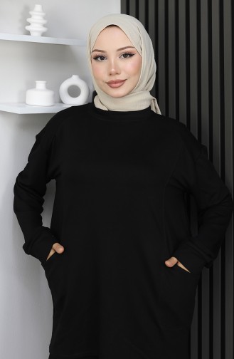 Oysho Fabric Tunic Trousers Two Piece Suit 2163-01 Black 2163-01