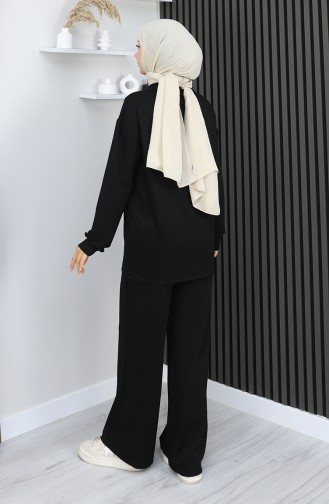 Oysho Fabric Tunic Trousers Two Piece Suit 2163-01 Black 2163-01