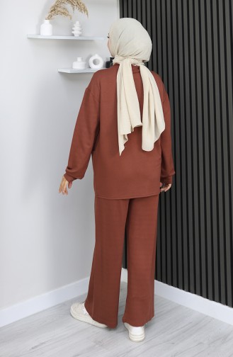 Oysho Fabric Tunic Trousers Two Piece Suit 2163-02 Brown 2163-02