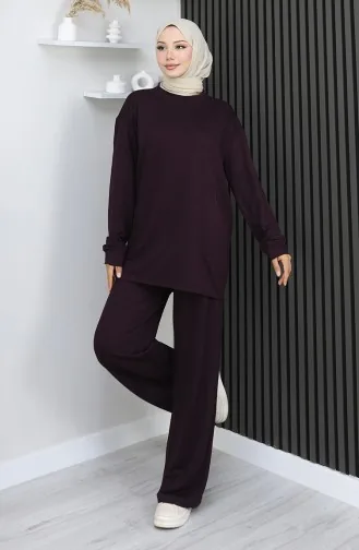 طقم تونيك وبنطلون من أويشو من قطعتين 2163-03 لون أرجواني 2163-03