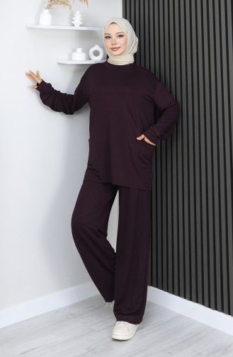Oysho Kumaş Tunik Pantolon İkili Takım 2163-03 Mürdüm