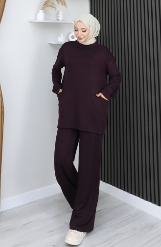 Oysho Kumaş Tunik Pantolon İkili Takım 2163-03 Mürdüm