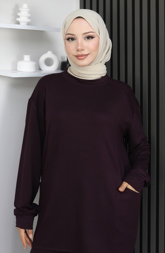 Oysho Kumaş Tunik Pantolon İkili Takım 2163-03 Mürdüm