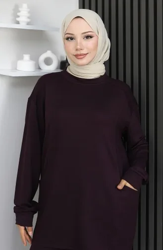 طقم تونيك وبنطلون من أويشو من قطعتين 2163-03 لون أرجواني 2163-03