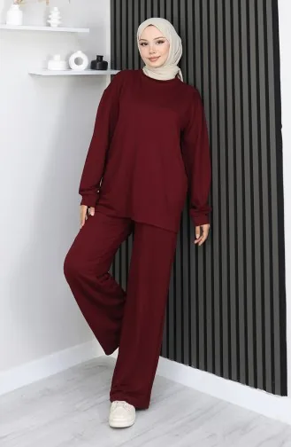 Ensemble Deux Pièces Tunique Et Pantalon En Tissu Oysho 2163-04 Rouge Bordeaux 2163-04