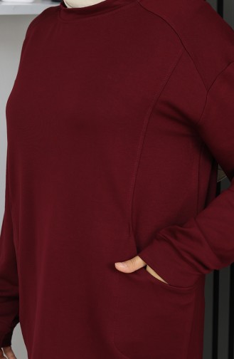 بدلة أويشو من قماش تونيك وبنطلون من قطعتين، لون أحمر كلاريت، 2163-04 2163-04