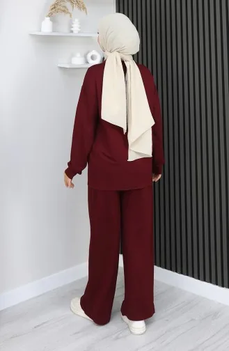 Ensemble Deux Pièces Tunique Et Pantalon En Tissu Oysho 2163-04 Rouge Bordeaux 2163-04