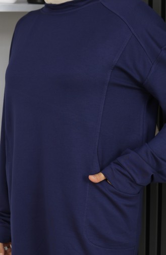 Oysho Fabric Tunic Trousers Two Piece Suit 2163-05 Navy Blue 2163-05