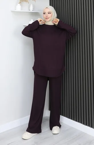 Ensemble Deux Pièces Tunique Et Pantalon En Tissu Oysho 2164-01 Prune 2164-01