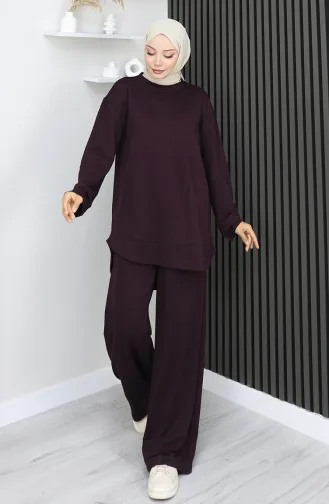 Ensemble Deux Pièces Tunique Et Pantalon En Tissu Oysho 2164-01 Prune 2164-01