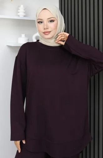 Ensemble Deux Pièces Tunique Et Pantalon En Tissu Oysho 2164-01 Prune 2164-01