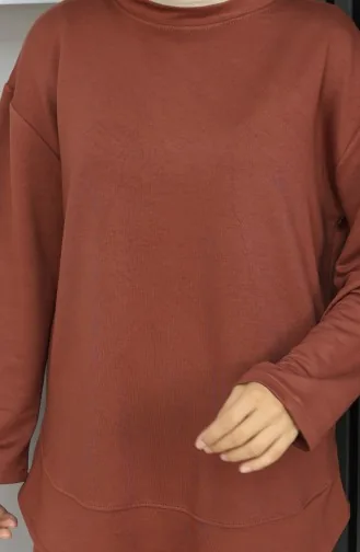 Oysho Kumaş Tunik Pantolon İkili Takım 2164-02 Kahverengi