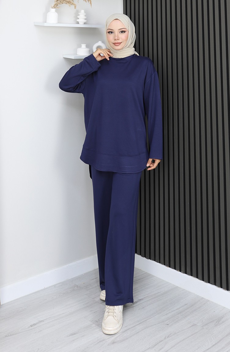Sefamerve, Oysho Stoffen Tuniekbroek Tweedelig Pak 2164-04 Marineblauw