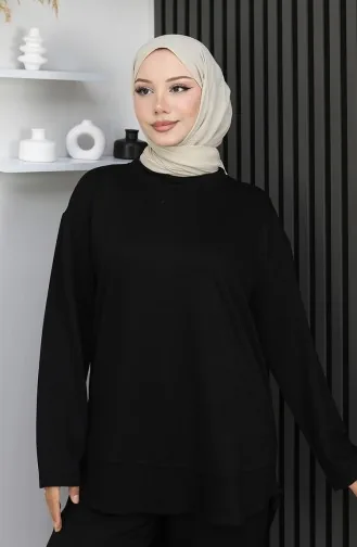 بدلة أويشو من قماش تونيك وبنطلون من قطعتين 2164-05 أسود 2164-05