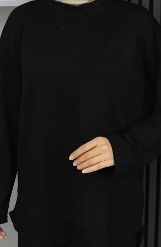 بدلة أويشو من قماش تونيك وبنطلون من قطعتين 2164-05 أسود 2164-05