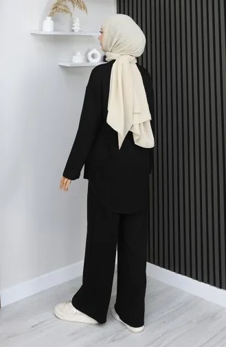 بدلة أويشو من قماش تونيك وبنطلون من قطعتين 2164-05 أسود 2164-05