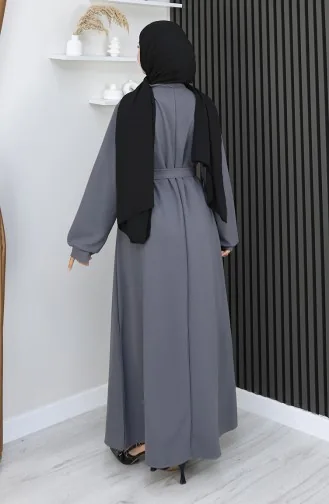 فستان سكوبا فابريك بحزام نصف أزرار 2167-03 رمادي 2167-03