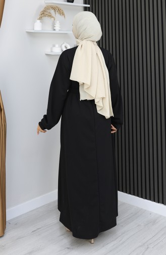 Scuba-stof Jurk Met Halve Knoop En Riem 2167-05 Zwart 2167-05