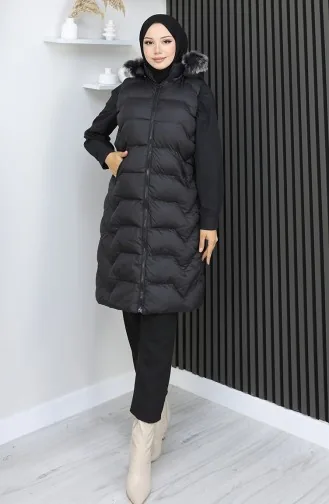 Gewatteerd Vest Met Capuchon En Rits 0180A-01 Zwart 0180-01