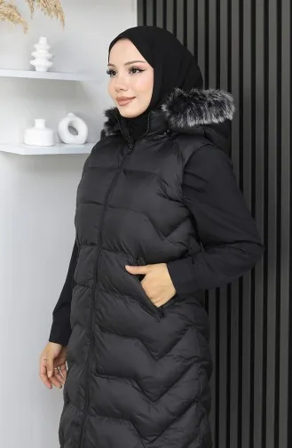 Gewatteerd Vest Met Capuchon En Rits 0180A-01 Zwart 0180-01