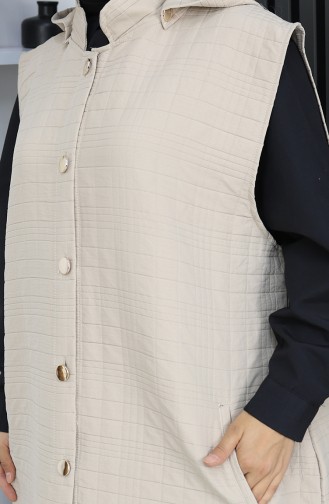 Gewatteerd Stoffen Vest Met Knopen 0186A-03 Beige 0186A-03
