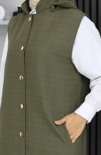 Gewatteerd Stoffen Vest Met Knopen 0186A-04 Khaki 0186A-04