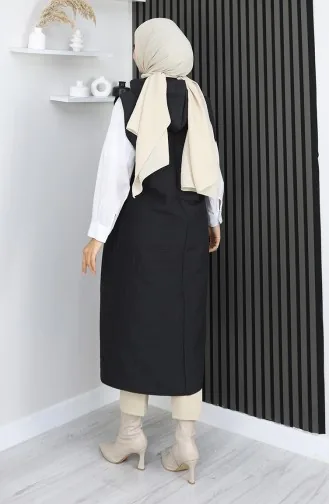 Gilet Boutonné En Tissu Matelassé 0186A-05 Noir 0186A-05