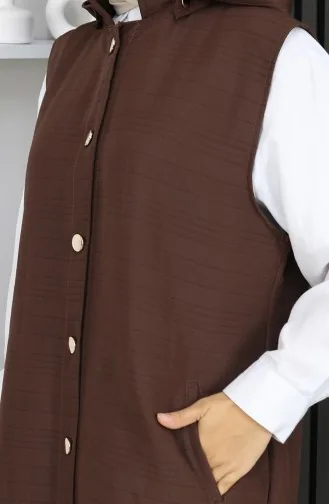 Gilet Boutonné En Tissu Matelassé 0186A-06 Marron 0186A-06