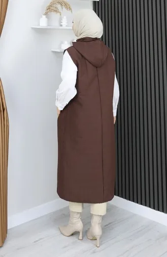 Gilet Boutonné En Tissu Matelassé 0186A-06 Marron 0186A-06