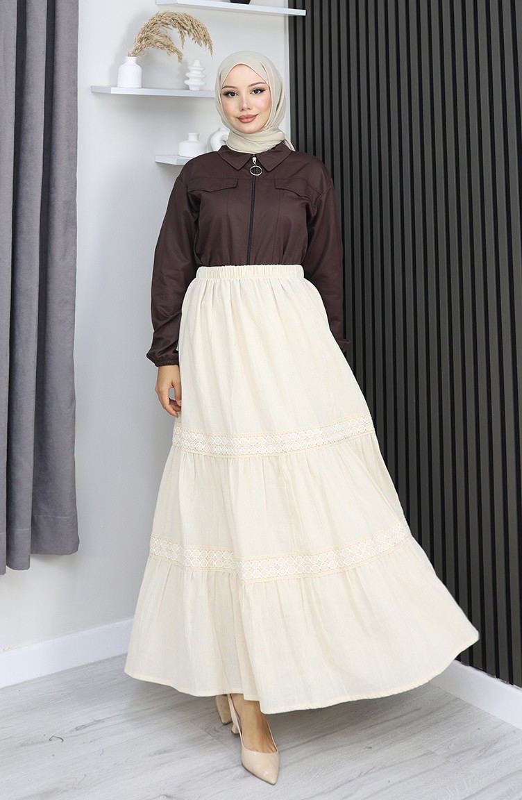 Sefamerve, Şile Stoffen Rok 0102-02 Beige