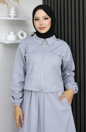 Zweiteiliger Anzug (Jacke/Rock) 0184-01 Grau 0184-01