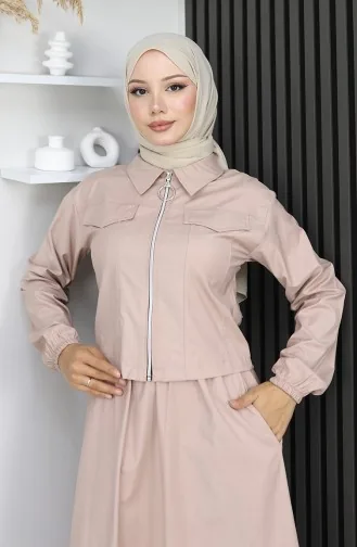 Ensemble Veste Et Jupe Deux Pièces Beige 0184-02 0184-02