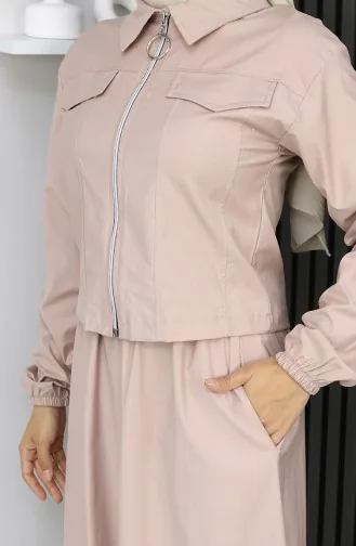 Ensemble Veste Et Jupe Deux Pièces Beige 0184-02 0184-02