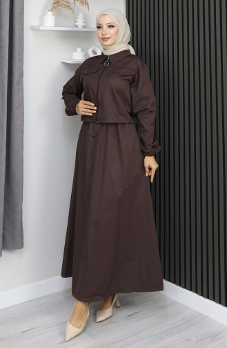 Ensemble Veste Et Jupe Deux Pièces Marron 0184-03 0184-03