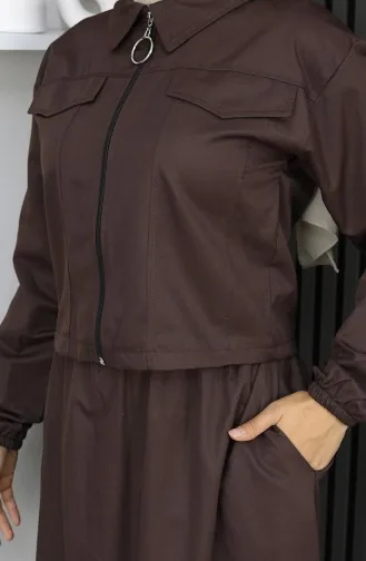 Ensemble Veste Et Jupe Deux Pièces Marron 0184-03 0184-03