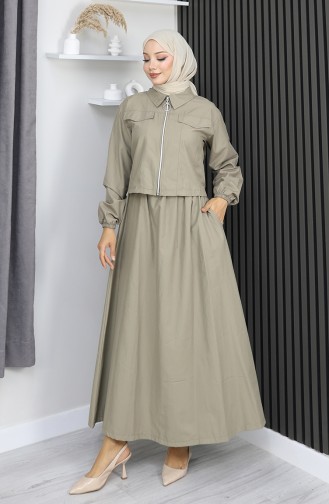 Ensemble Veste Et Jupe Deux Pièces Kaki 0184-04 0184-04