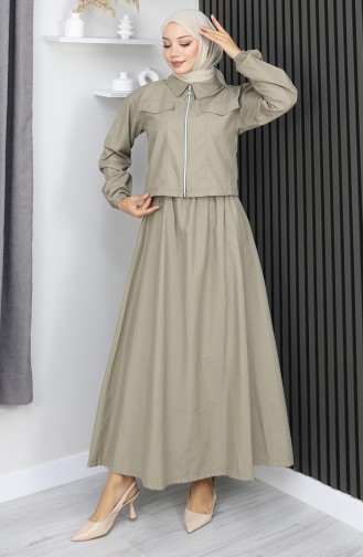 Ensemble Veste Et Jupe Deux Pièces Kaki 0184-04 0184-04