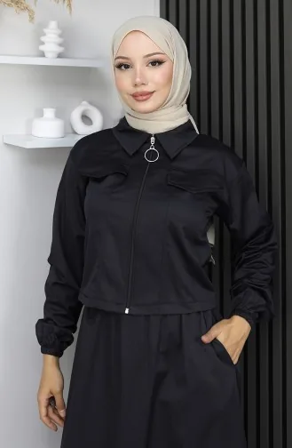 بدلة من قطعتين، جاكيت وتنورة، 0184-05، أسود 0184-05